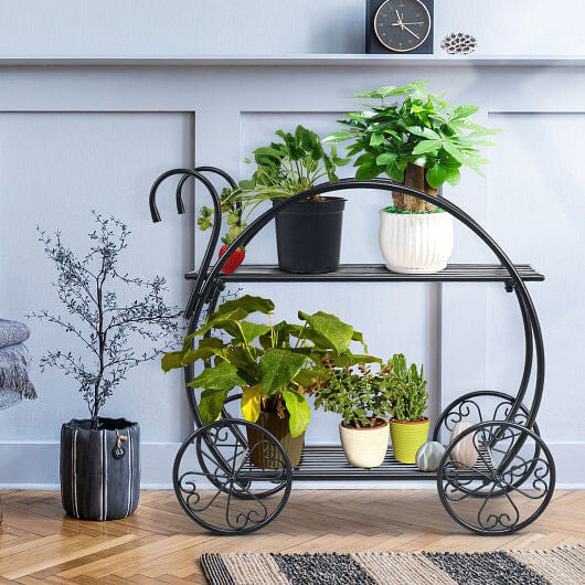 Heavy Duty Metal Flower Cart Plant Stand-1