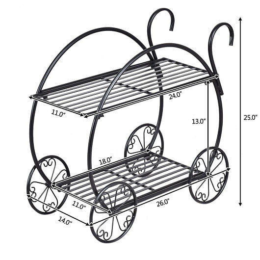 Heavy Duty Metal Flower Cart Plant Stand-4