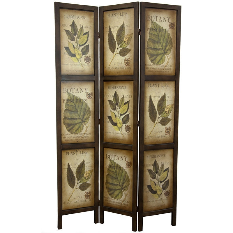 3-Panel Double Sided Floral Botany Plant Life Floral Leaves Room Divider-0