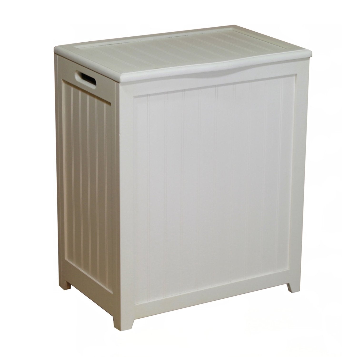 White Solid Wood Rectangular Laundry Hamper-1