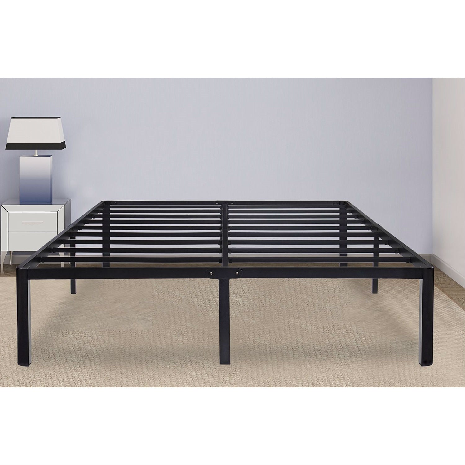 Twin size Modern Round Edge Black Metal Platform Bed Frame-4