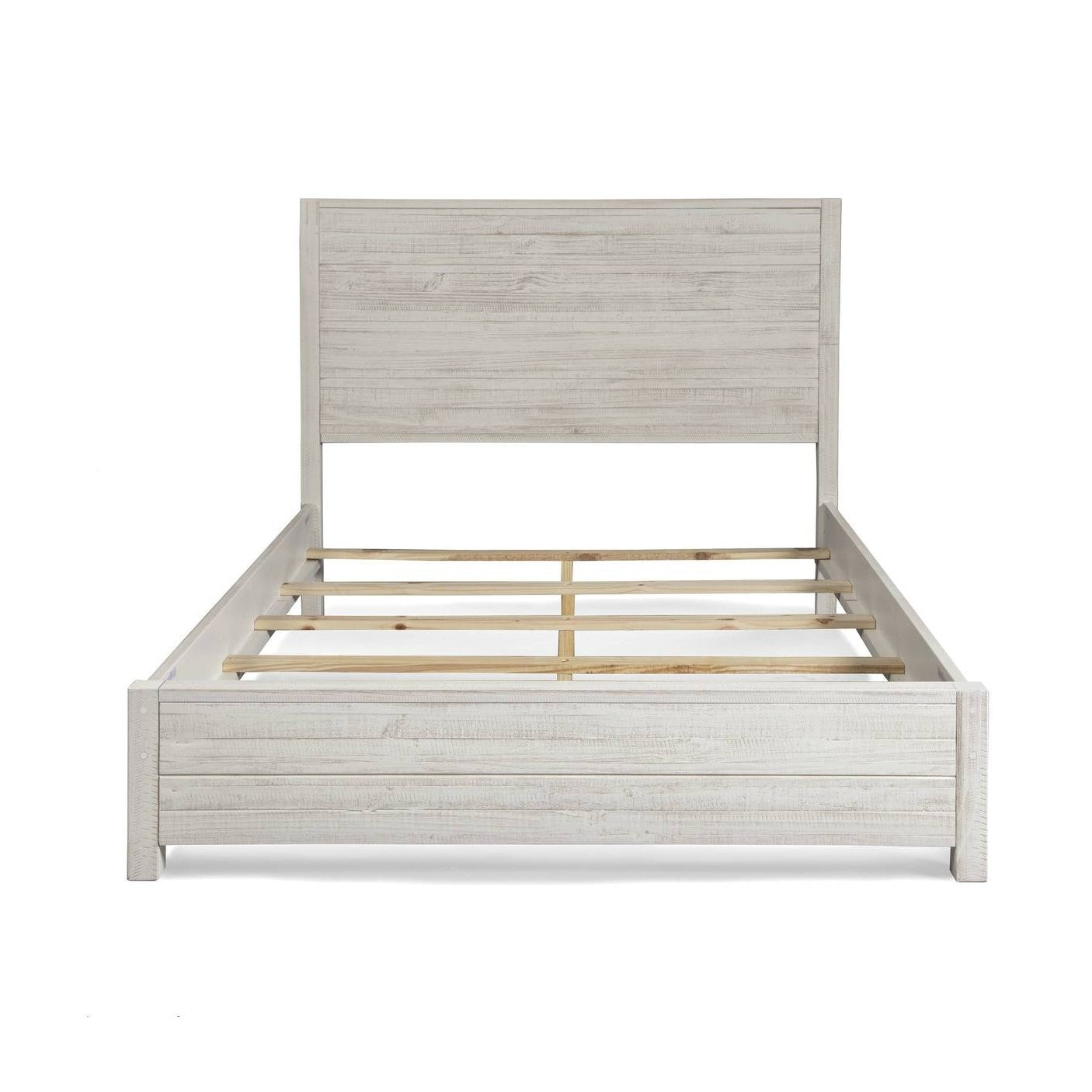 FarmHome Off White Solid Pine Platform Bed in Queen Size-1