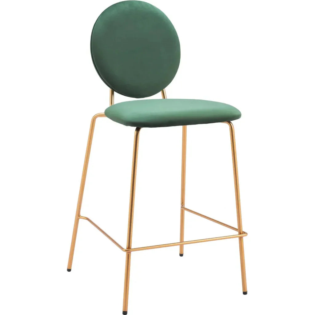 Odessa Steel Green & Gold Counter Stool 2PC