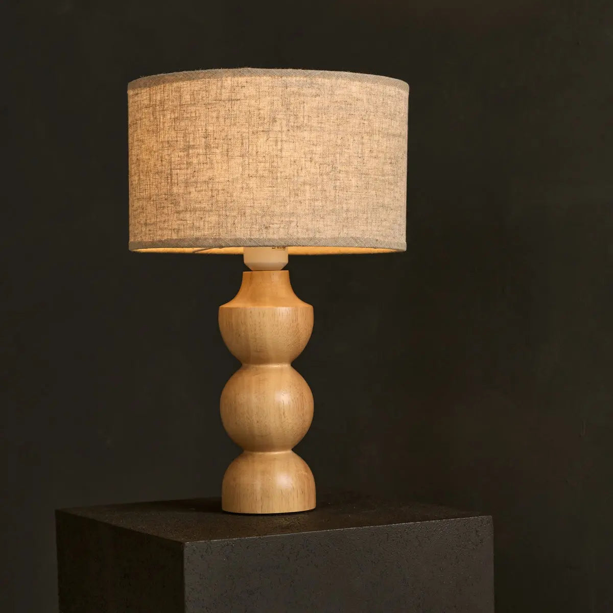 Oliver Wooden Lamp with Beige Shade | Elegant Geometric Design for Your Home-0