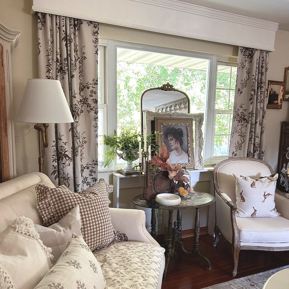 Ophelia Green Subtle Floral Leaf Curtains
