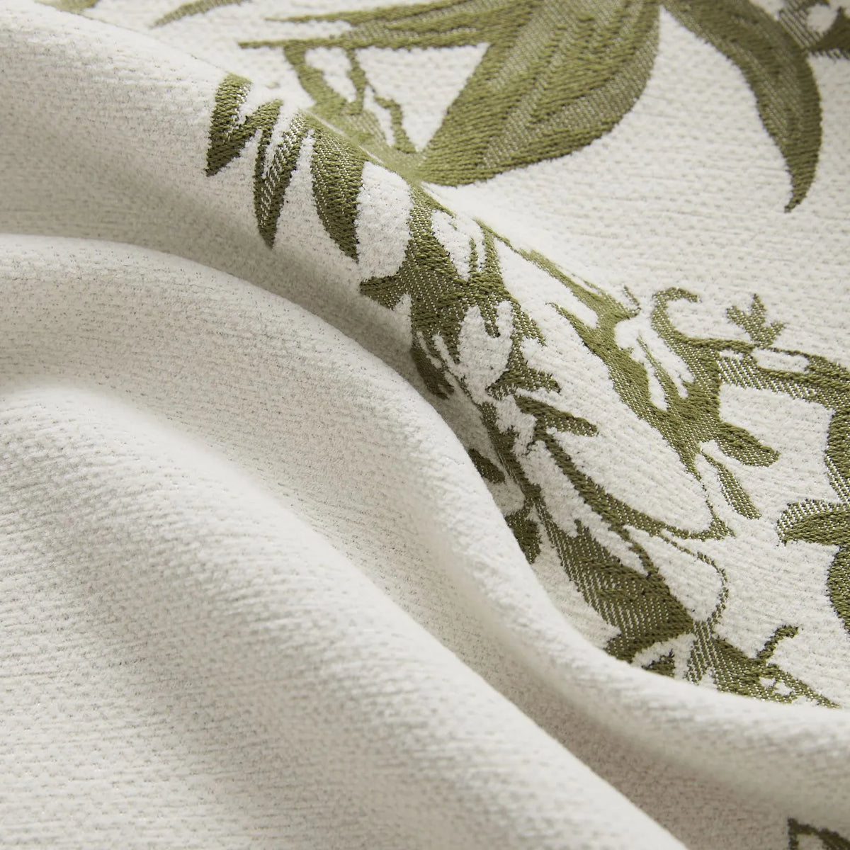 Ophelia Green Subtle Floral Leaf Curtains
