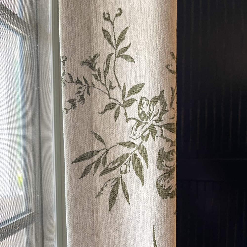 Ophelia Green Subtle Floral Leaf Curtains
