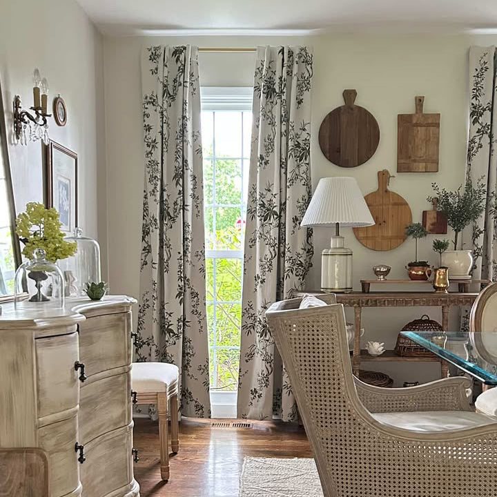 Ophelia Green Subtle Floral Leaf Curtains