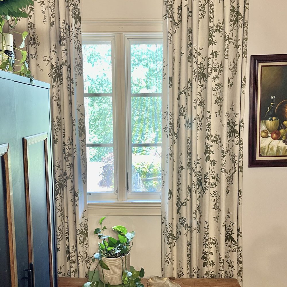 Ophelia Green Subtle Floral Leaf Curtains