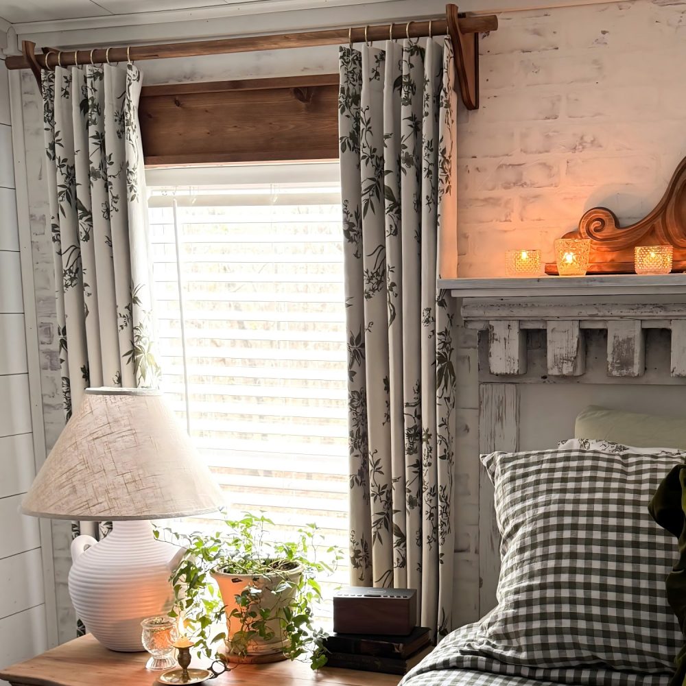 Ophelia Green Subtle Floral Leaf Curtains