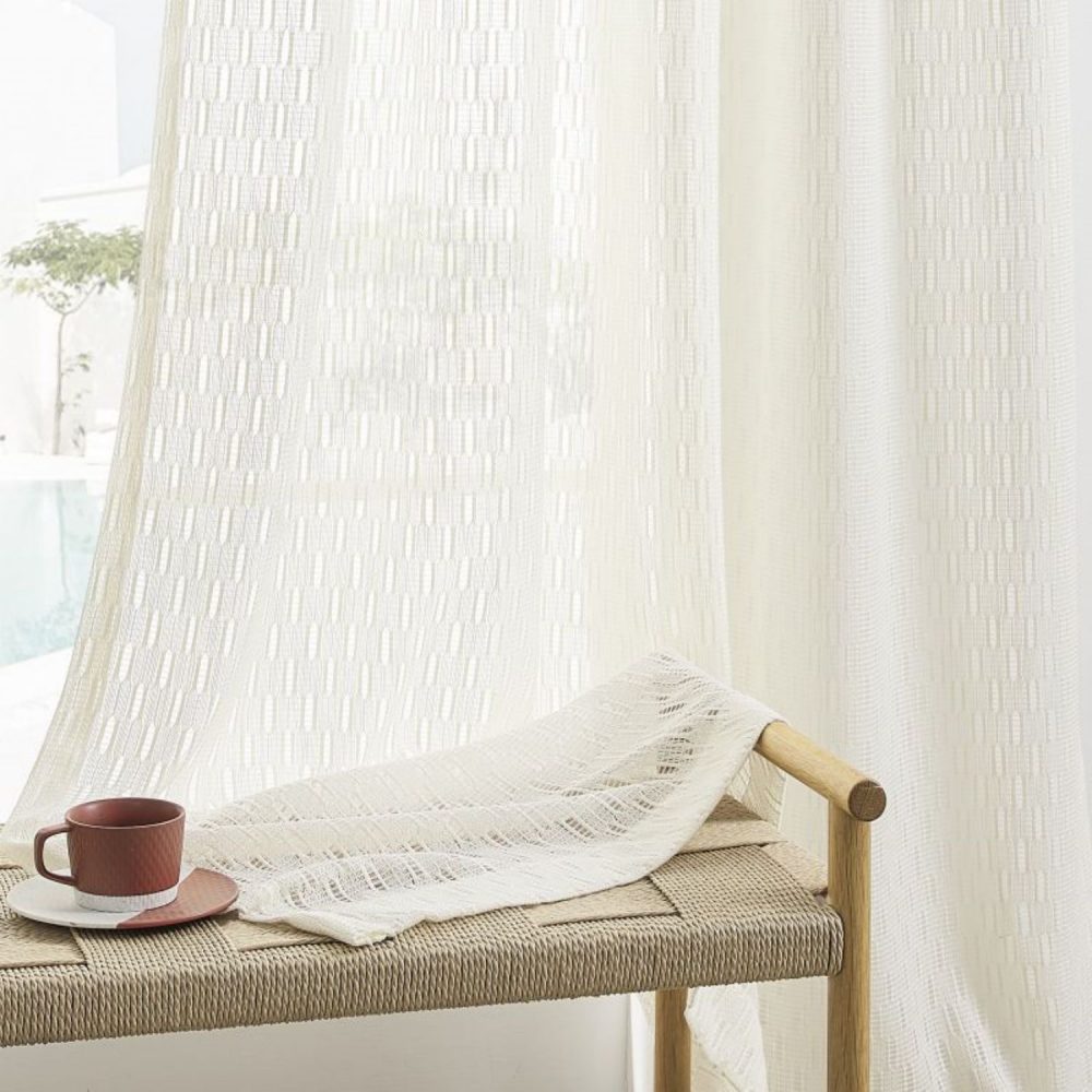 Orla Crochet Spindle Stripe Lace Sheer Curtains