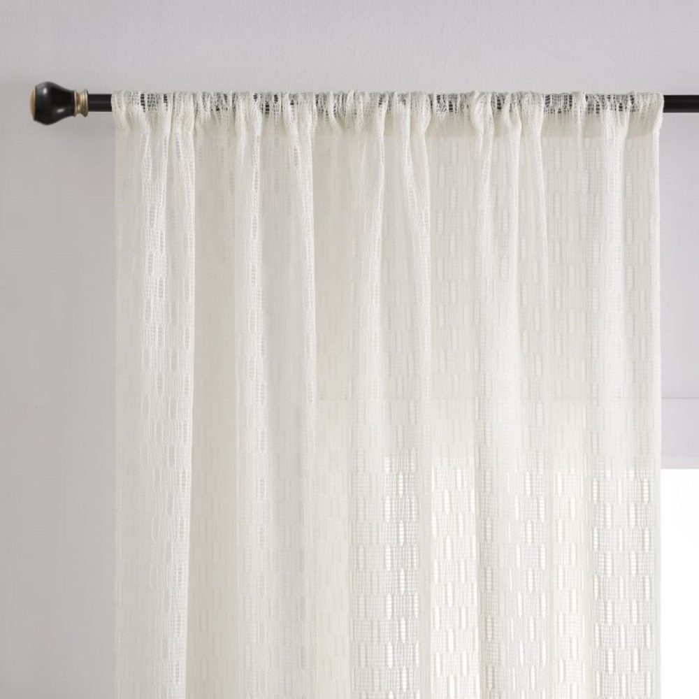 Orla Crochet Spindle Stripe Lace Sheer Curtains