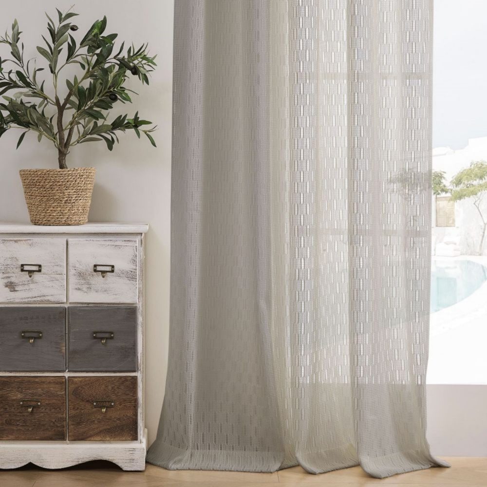 Orla Crochet Spindle Stripe Lace Sheer Curtains