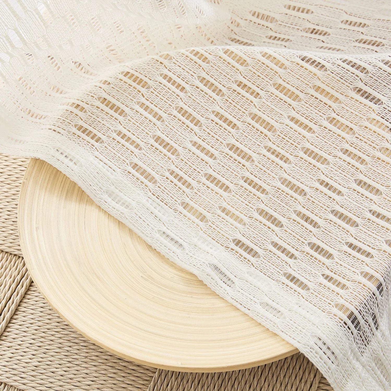 Orla Crochet Spindle Stripe Lace Sheer Curtains