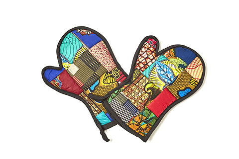 Oven Mitts Kitenge Patch | Hand Sewn-0