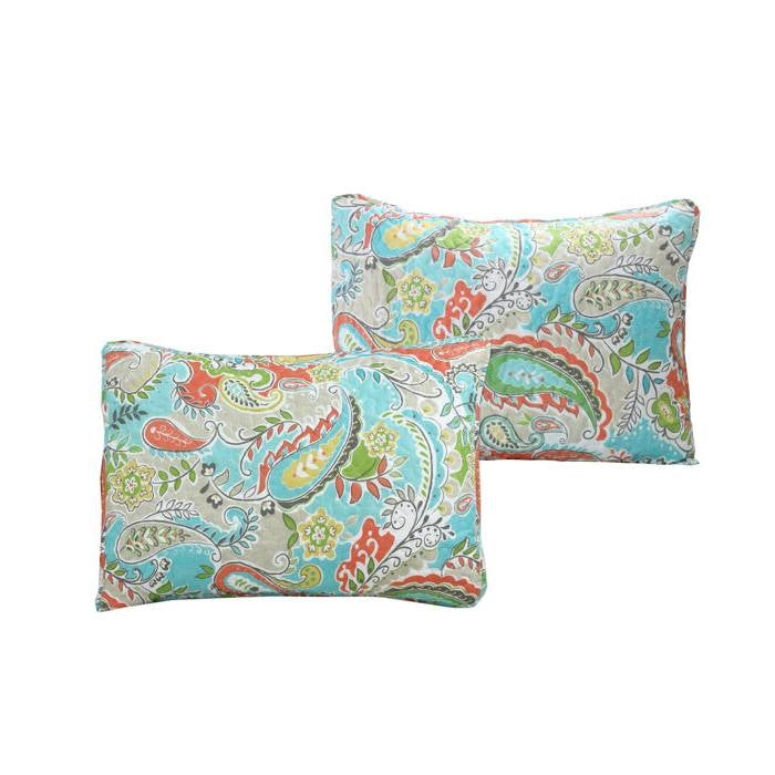 Aqua Paisley Floral 4 Piece Daybed Cover Set-3