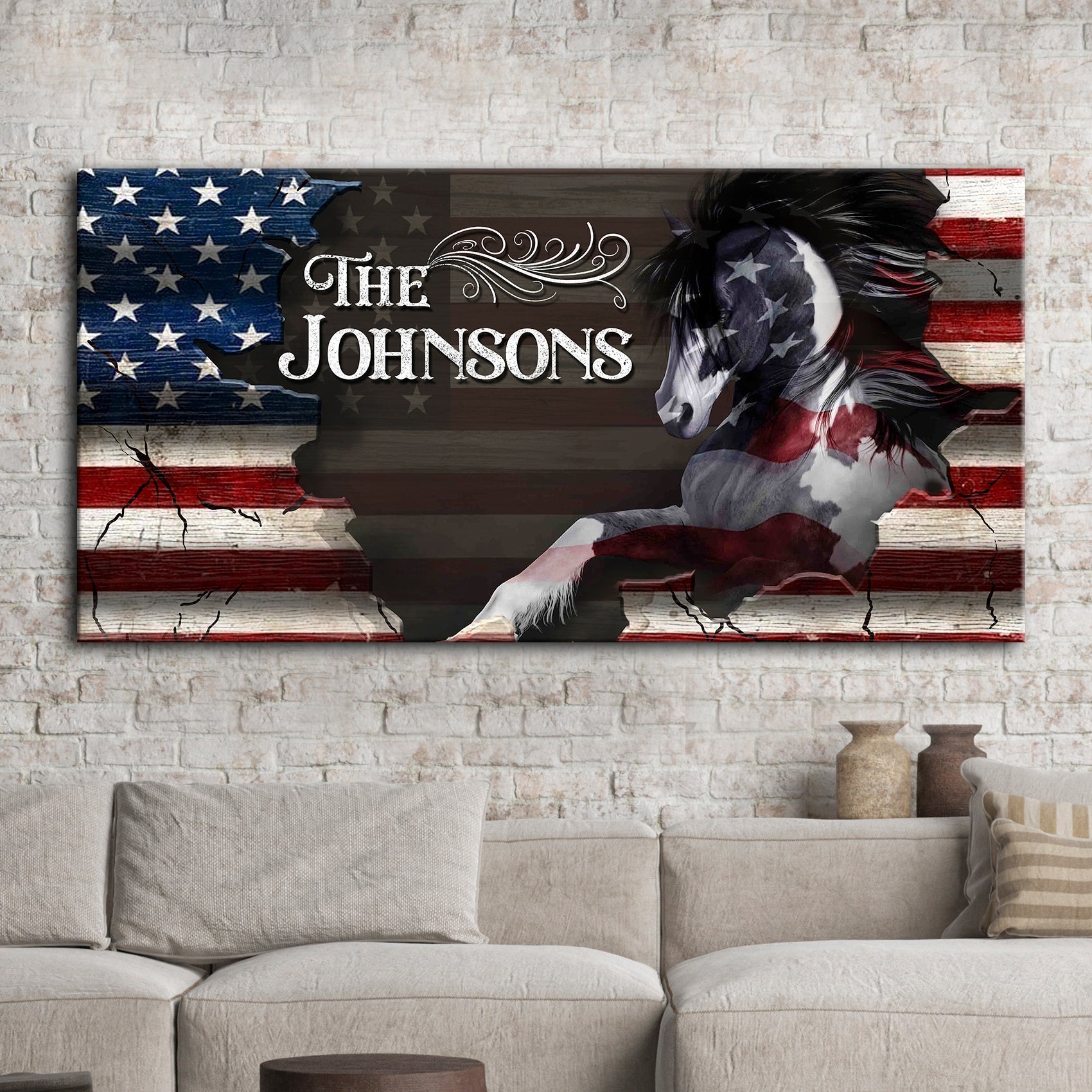 Family Name Sign - American Horse Wall Art