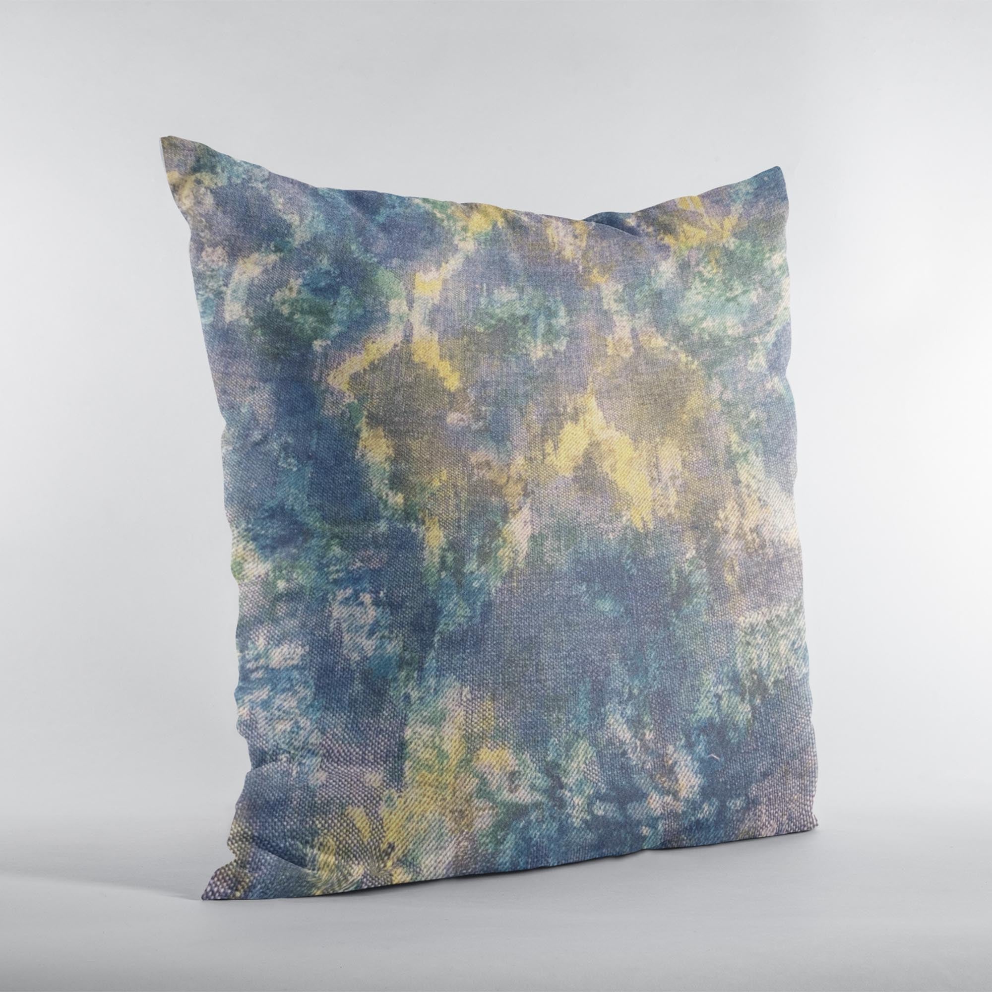 Plutus Blue Green Yellow Aquamarine Sunrise Abstract Luxury Throw Pillow-1