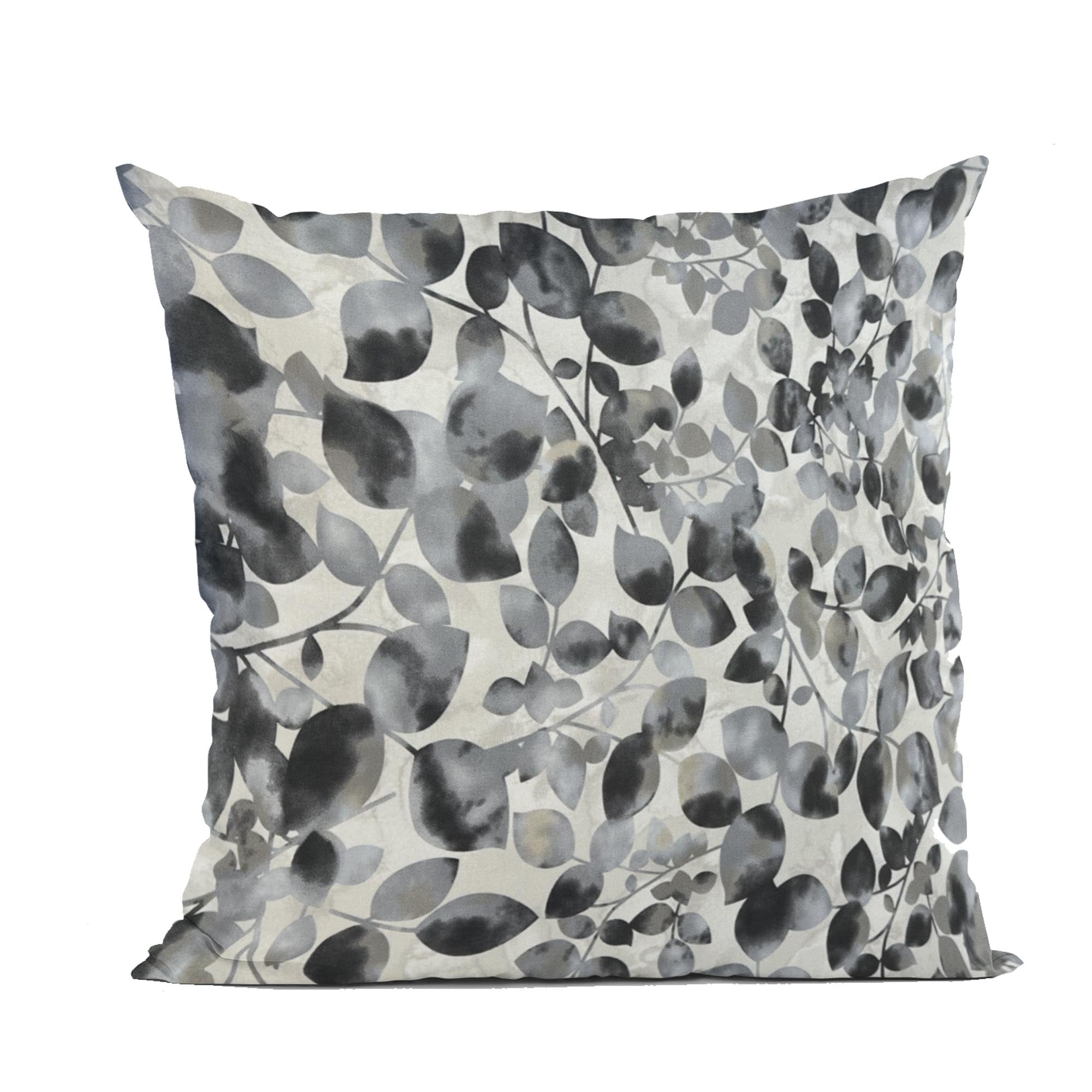 Plutus Black White Midnight Bloom Floral Luxury Throw Pillow-0