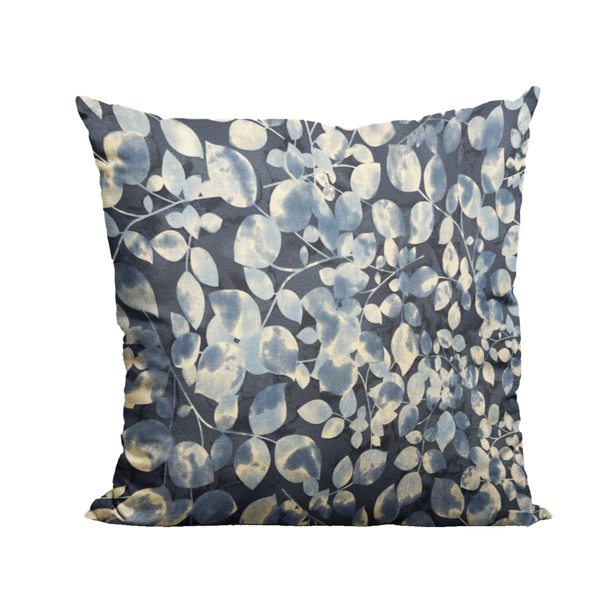 Plutus Blue White Oceanside Blossom Floral Luxury Throw Pillow-0