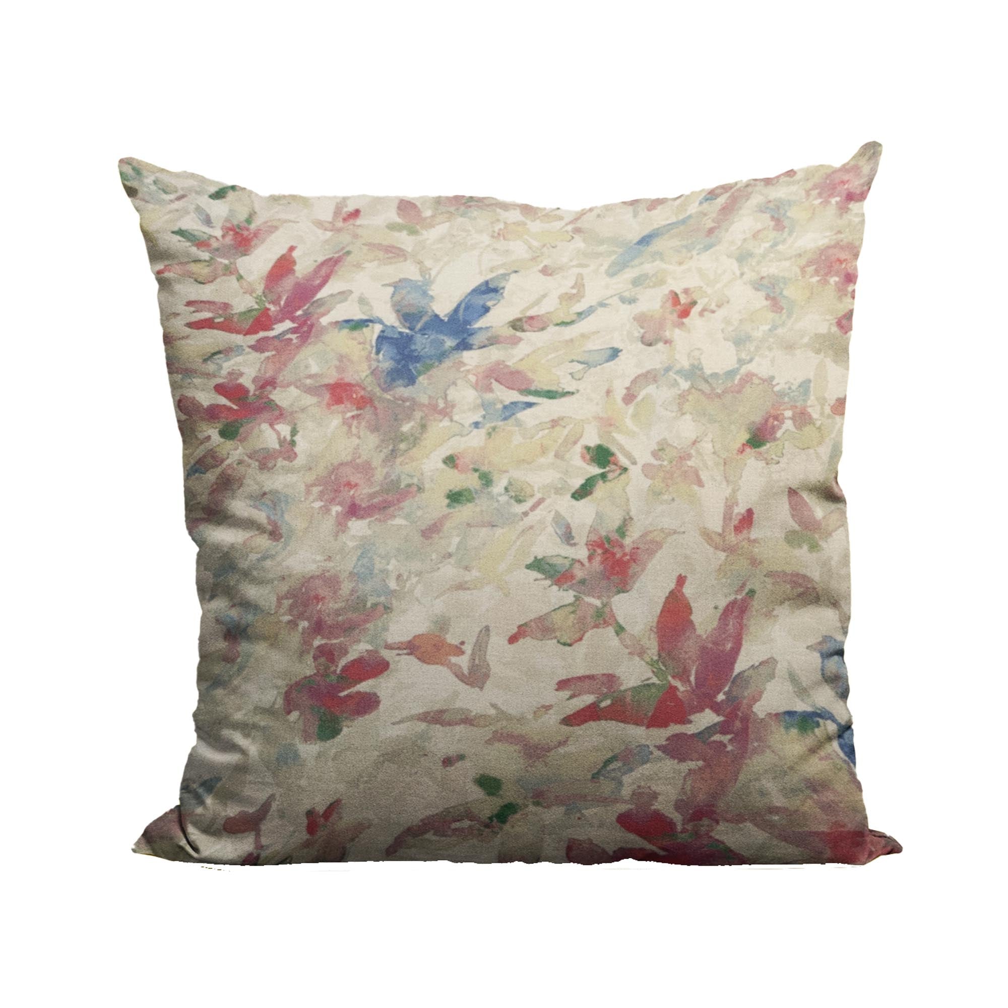 Plutus Beige Red Blue Sunset Garden Floral Luxury Throw Pillow-0