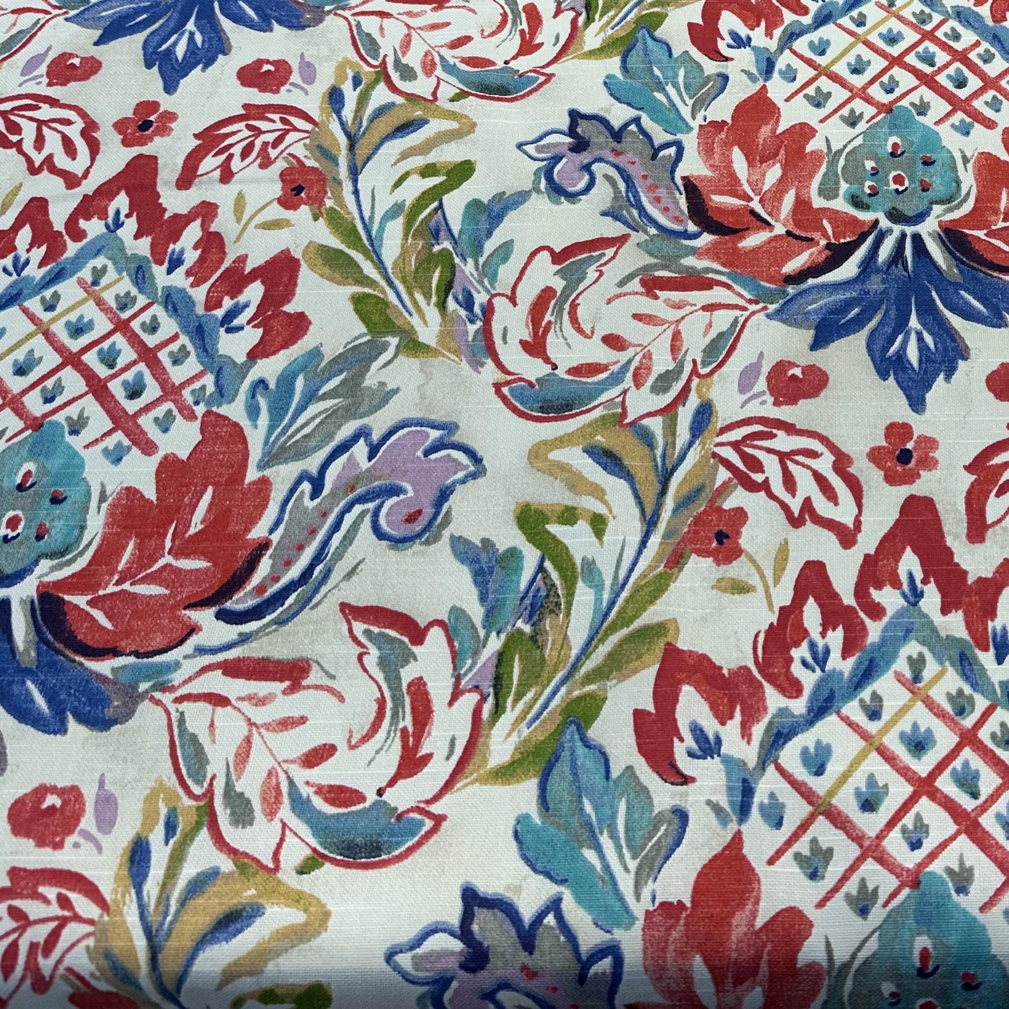 Plutus Beige Red Blue Wildflower Dream Floral Luxury Throw Pillow-4