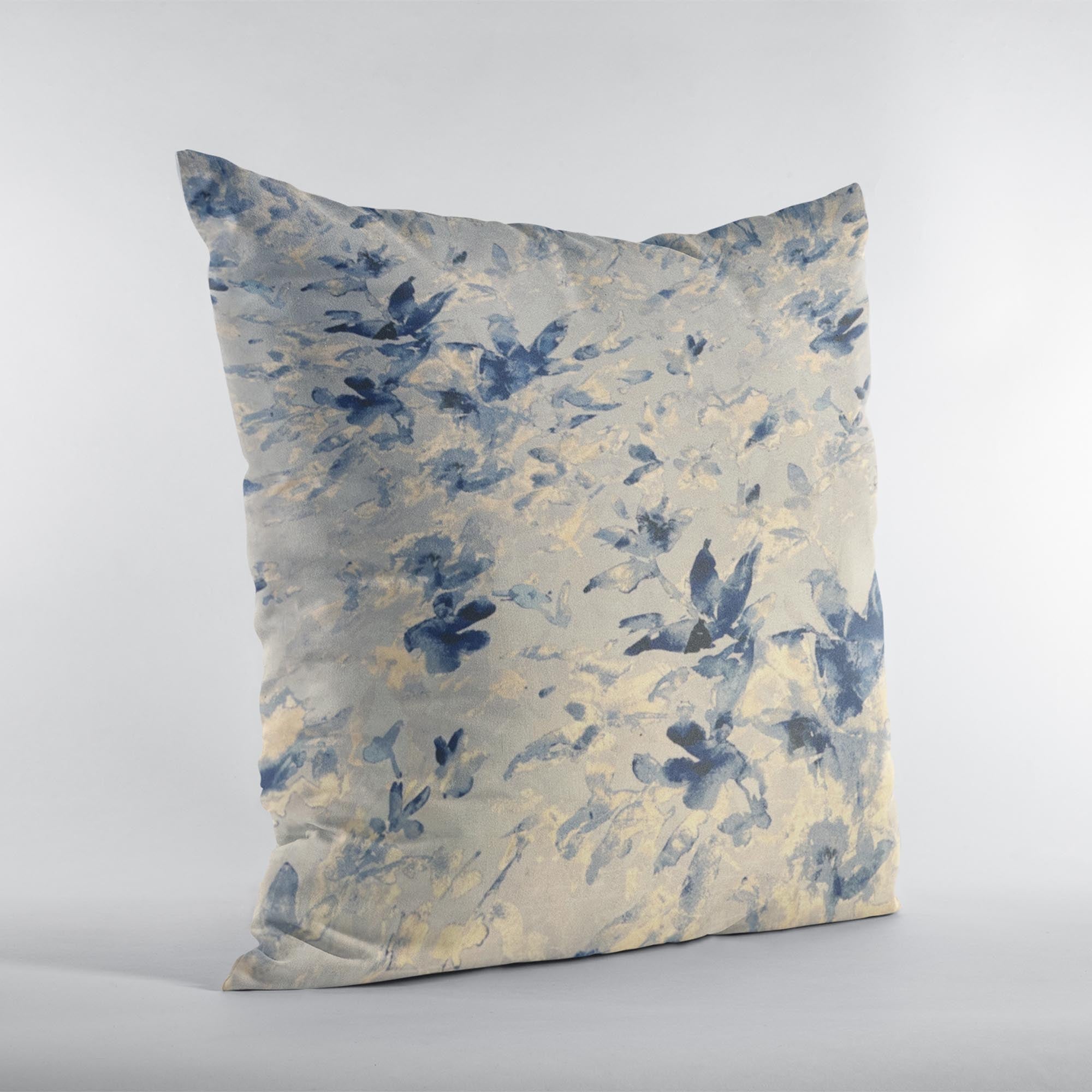 Plutus Blue Beige Coastal Breeze Floral Luxury Throw Pillow-1