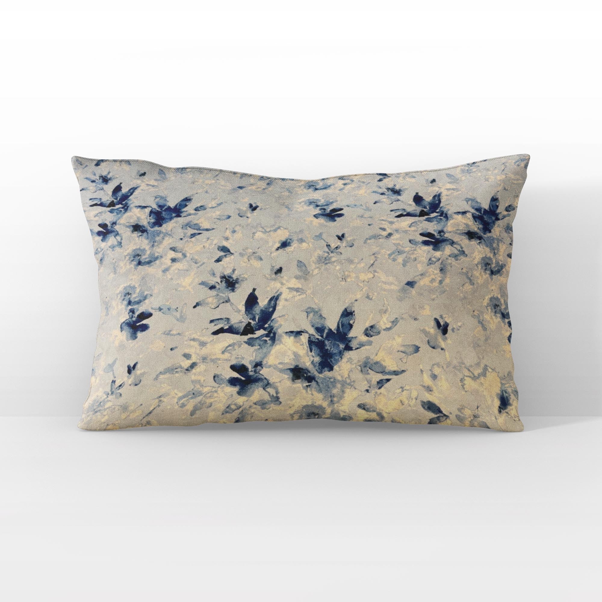 Plutus Blue Beige Coastal Breeze Floral Luxury Throw Pillow-3