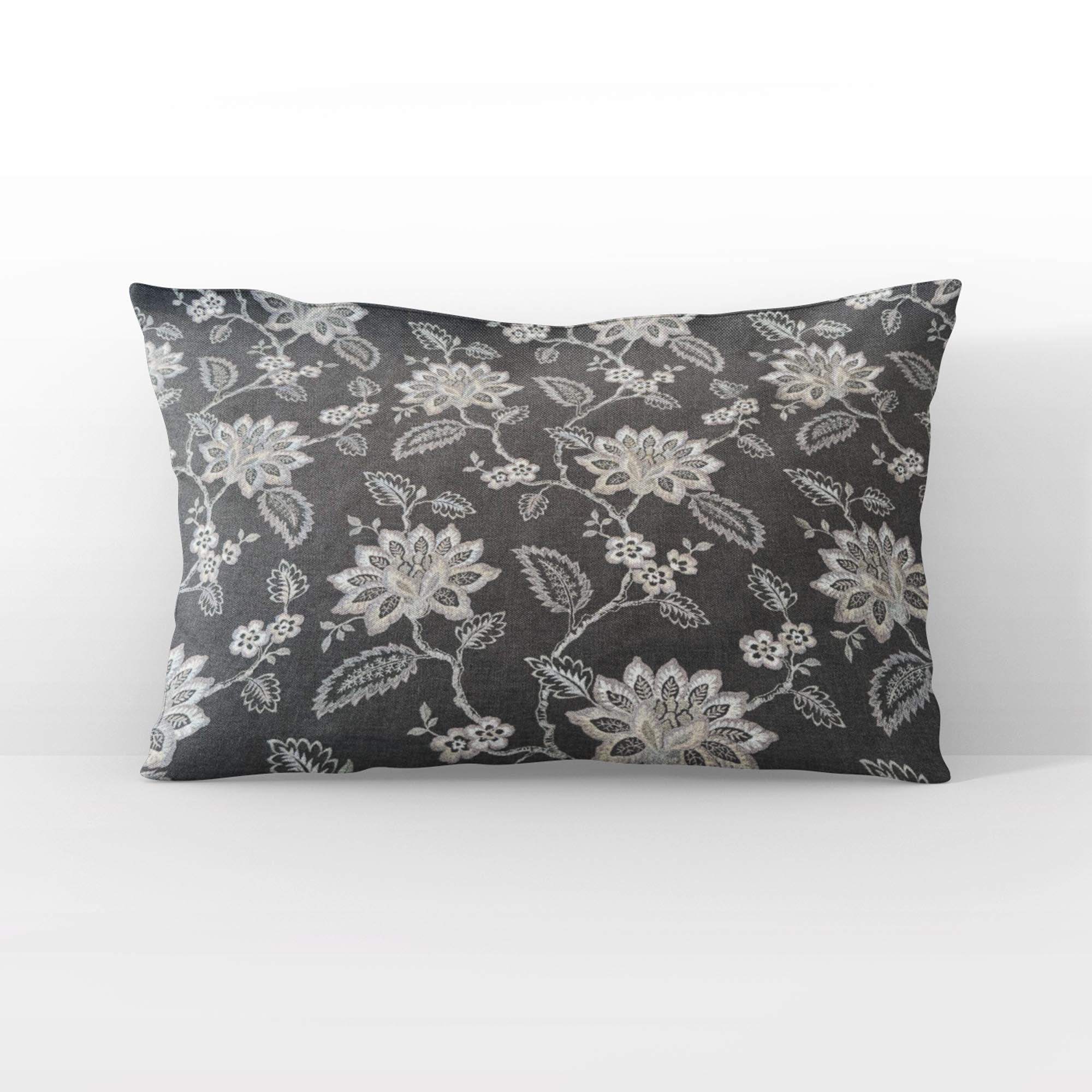 Plutus Gray Beige Whispering Petals Floral Luxury Throw Pillow-3