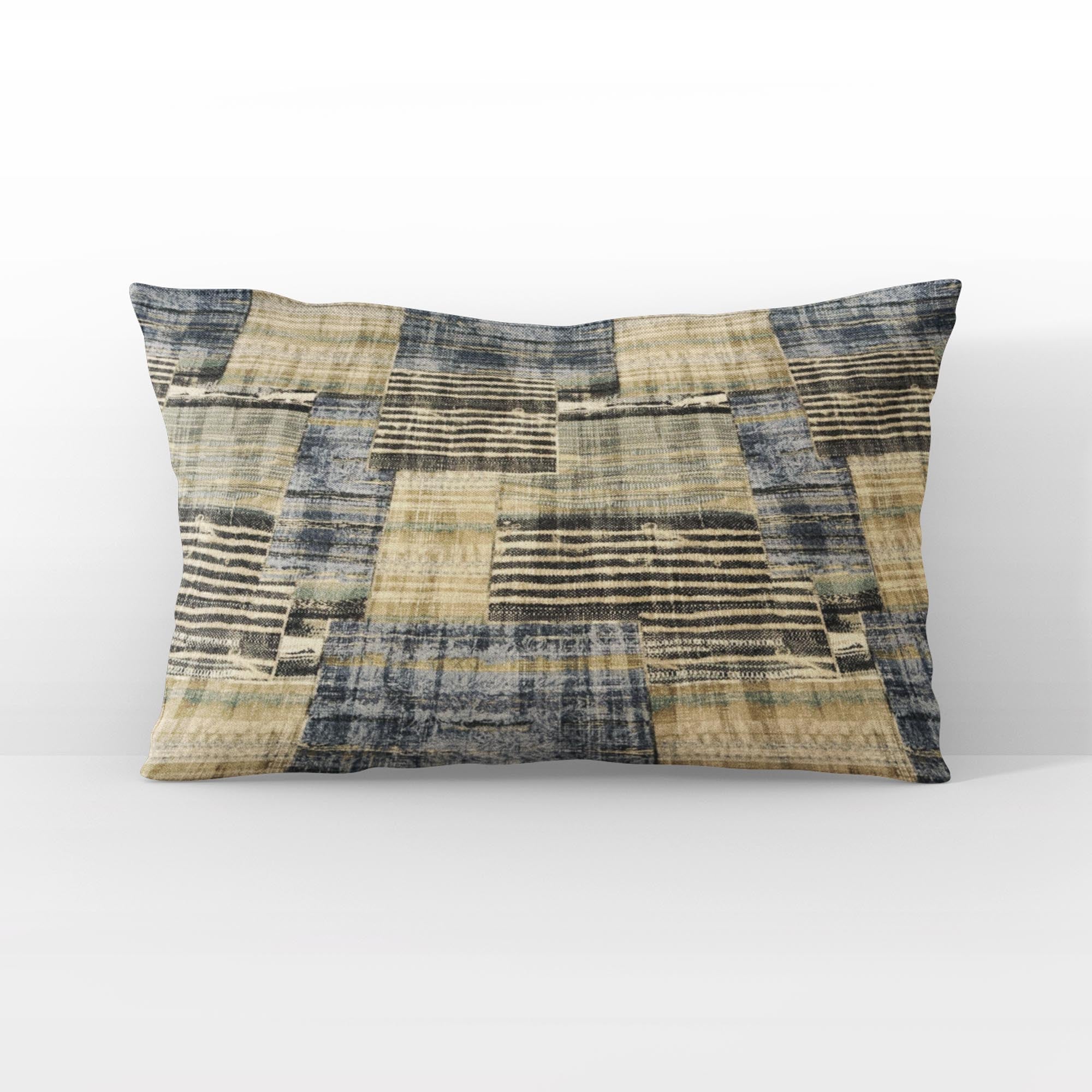 Plutus Green Blue Tranquil Mosaic Plaid Luxury Throw Pillow-3