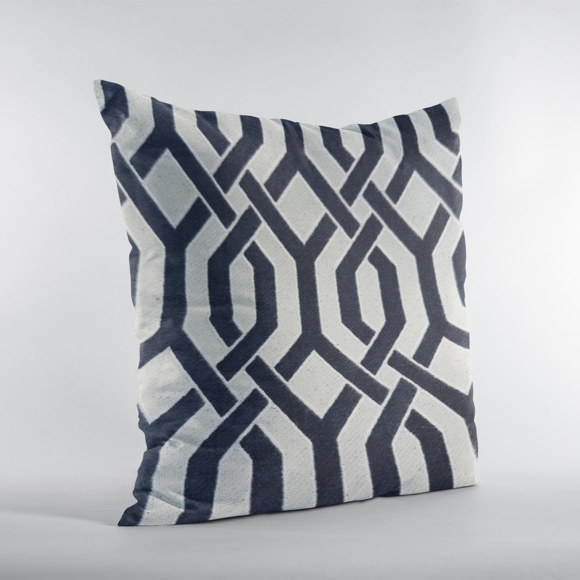 Plutus Navy Beige Opulent Trellis Imperial Trellis Luxury Throw Pillow-1