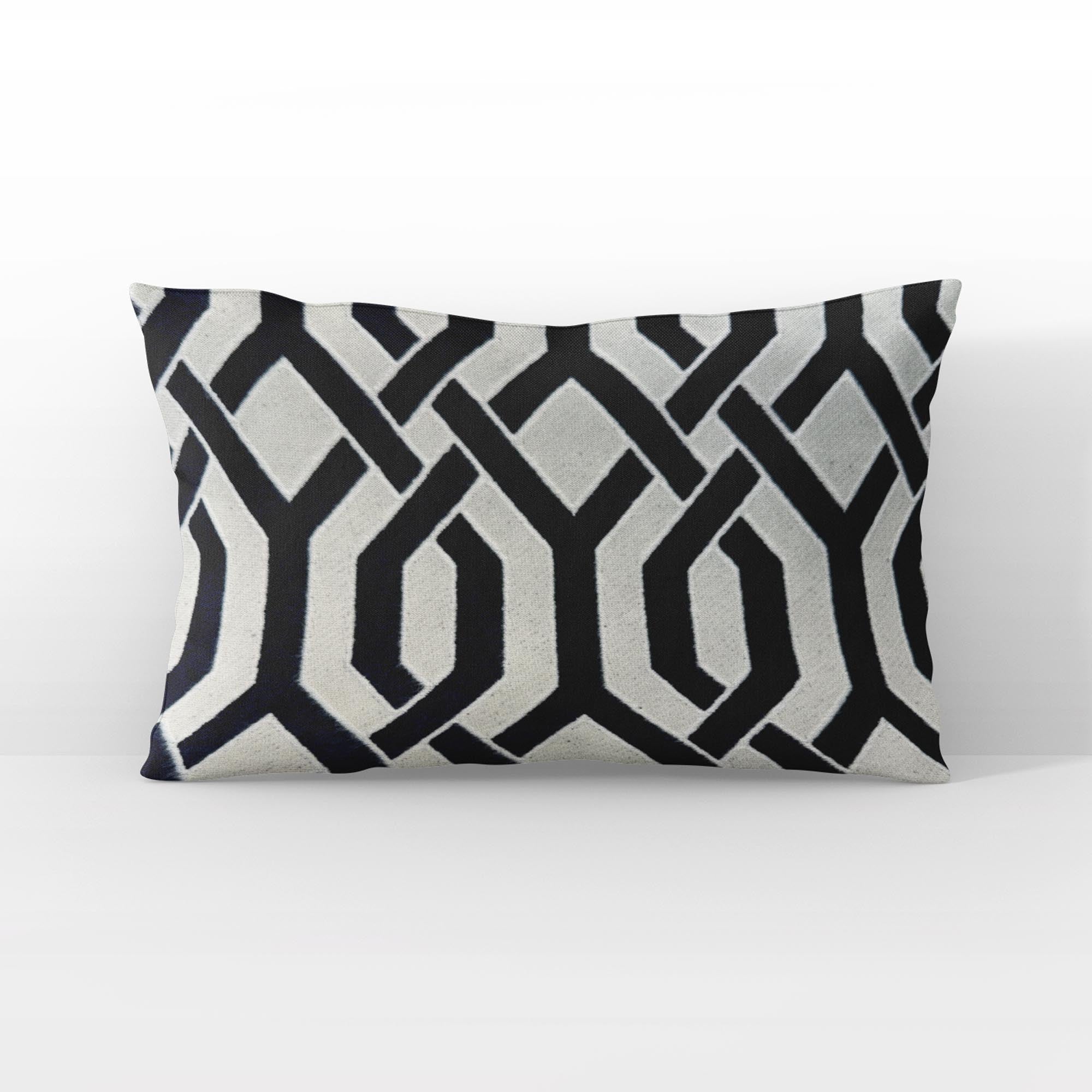 Plutus Navy Beige Opulent Trellis Imperial Trellis Luxury Throw Pillow-3