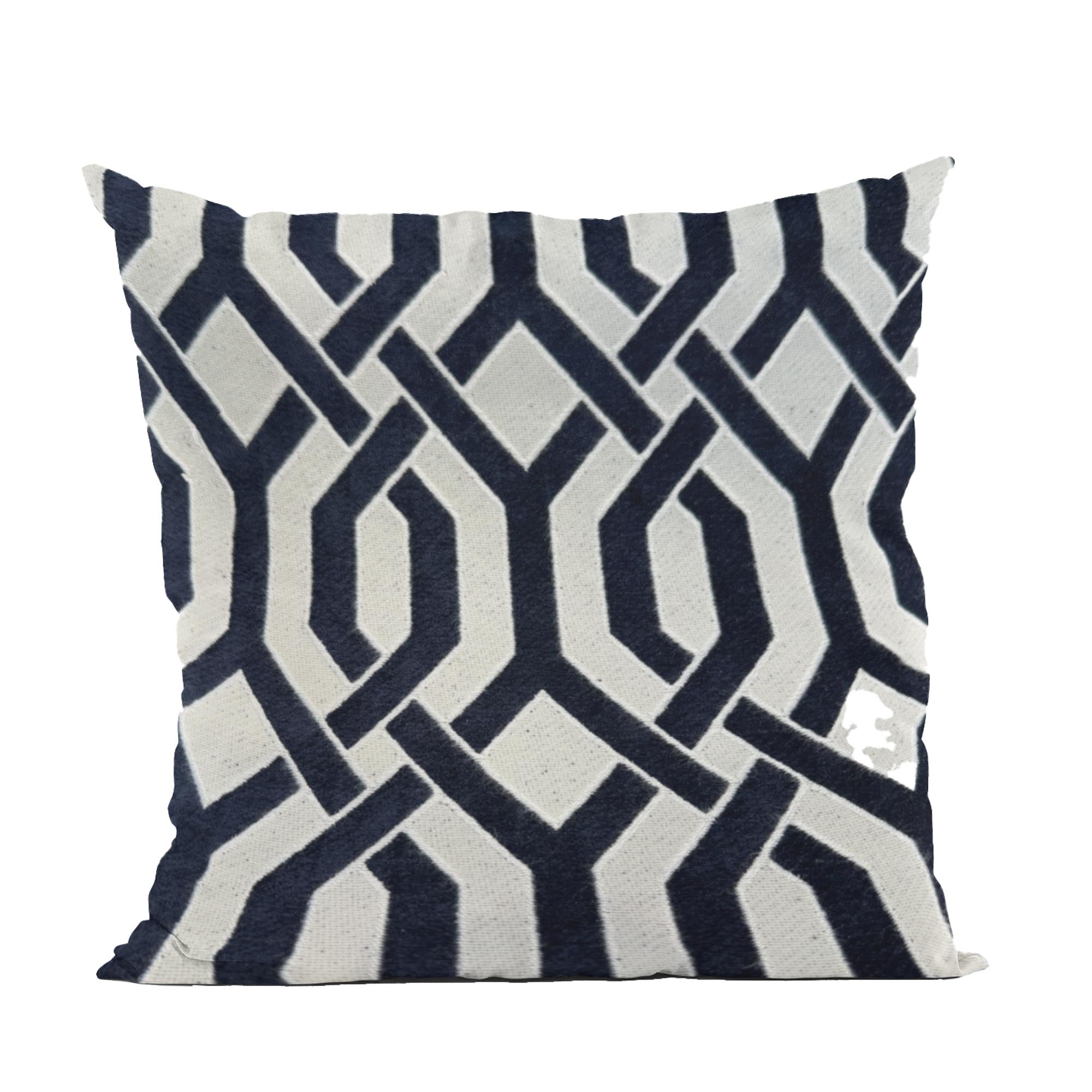 Plutus Navy Beige Opulent Trellis Imperial Trellis Luxury Throw Pillow-0