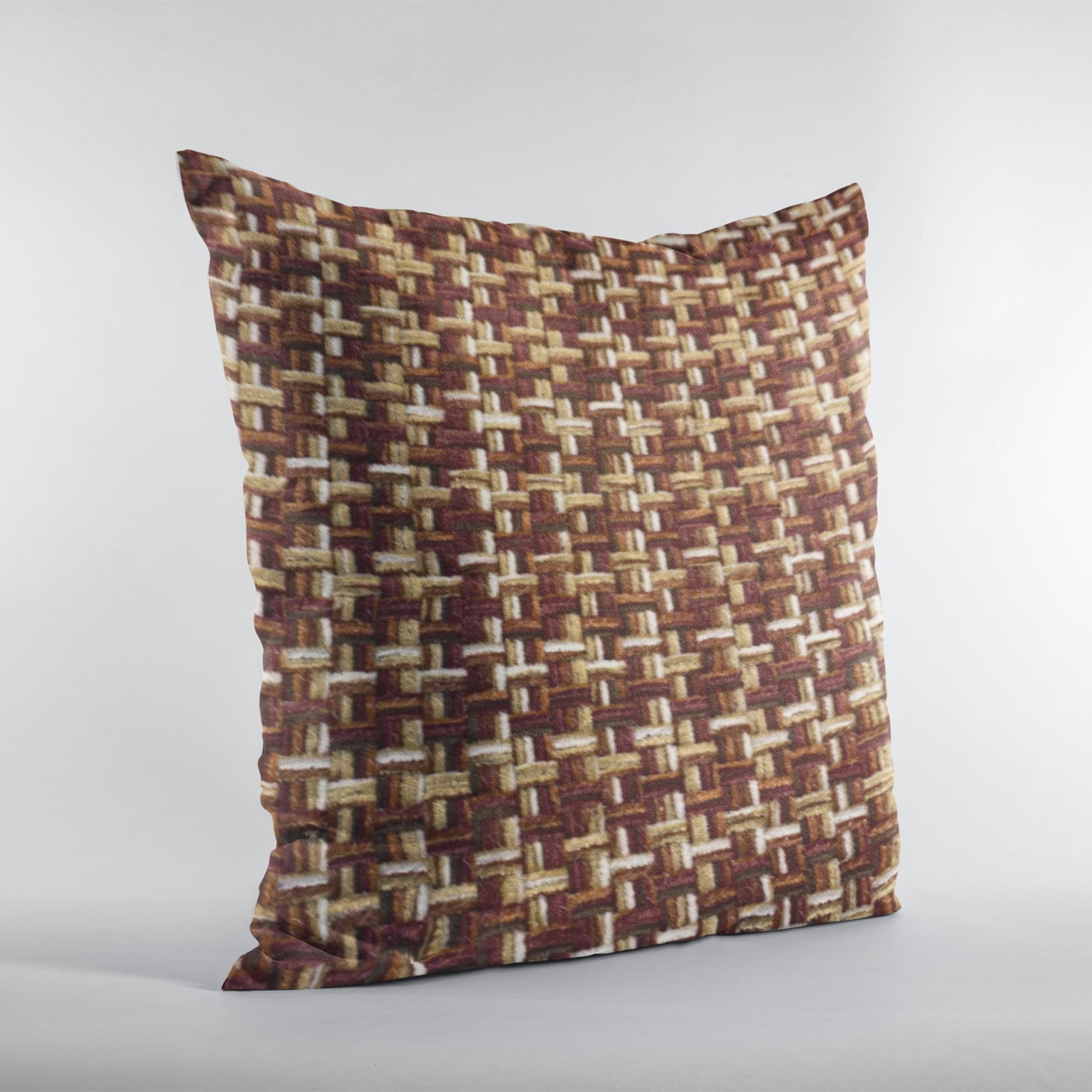 Plutus Brown Beige Earthy Houndstooth Houndstooth Luxury Throw Pillow-1