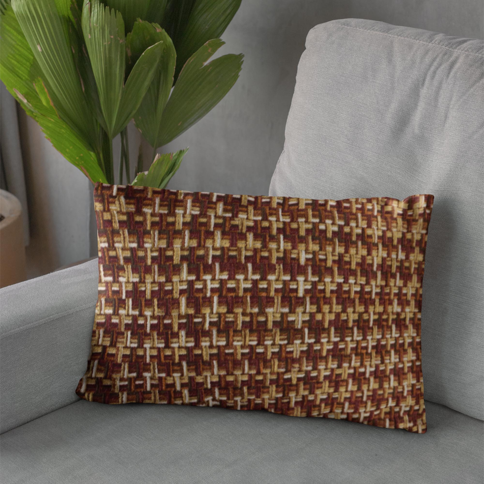 Plutus Brown Beige Earthy Houndstooth Houndstooth Luxury Throw Pillow-2