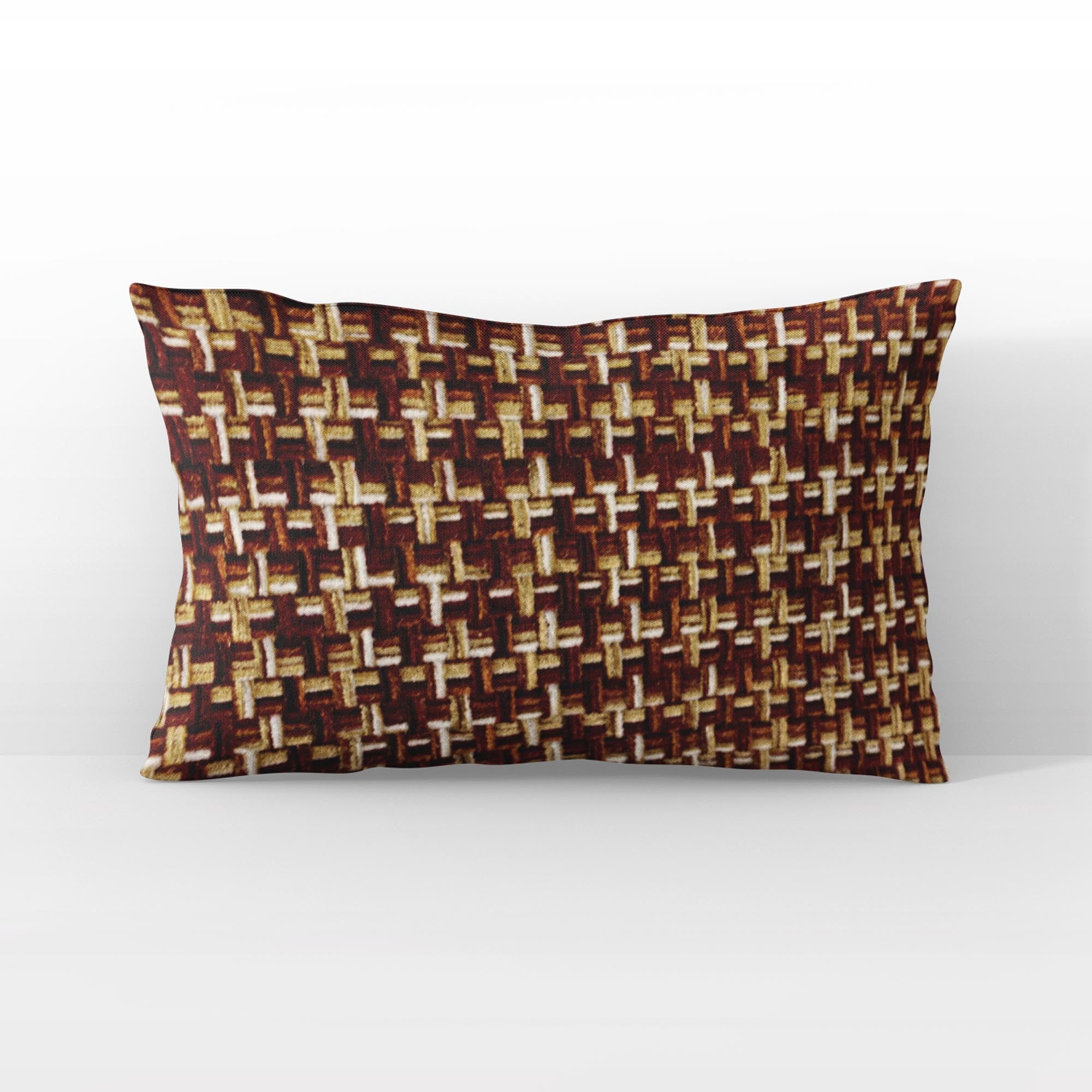 Plutus Brown Beige Earthy Houndstooth Houndstooth Luxury Throw Pillow-3