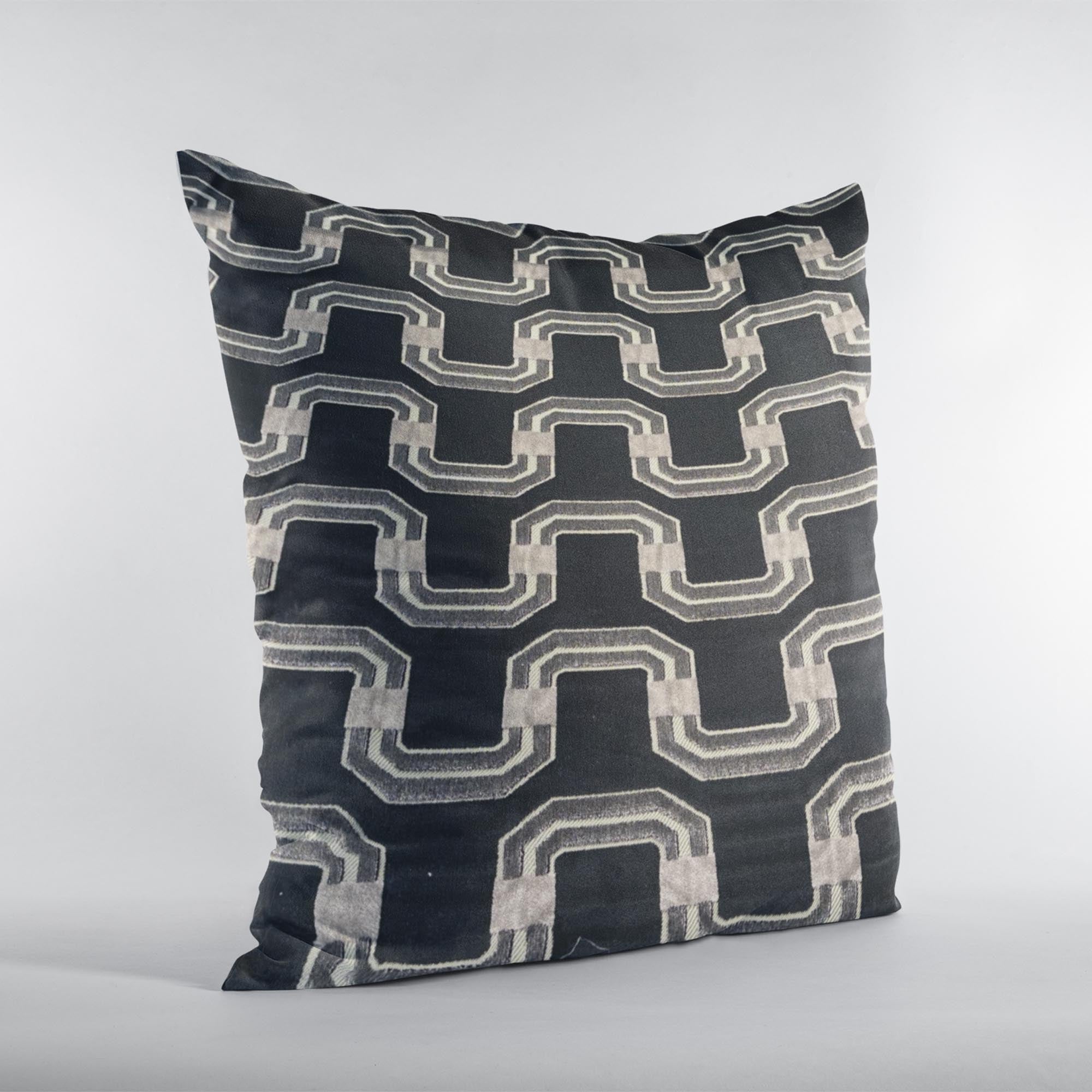 Plutus Black Beige Timeless Twist Chevron Luxury Throw Pillow-1