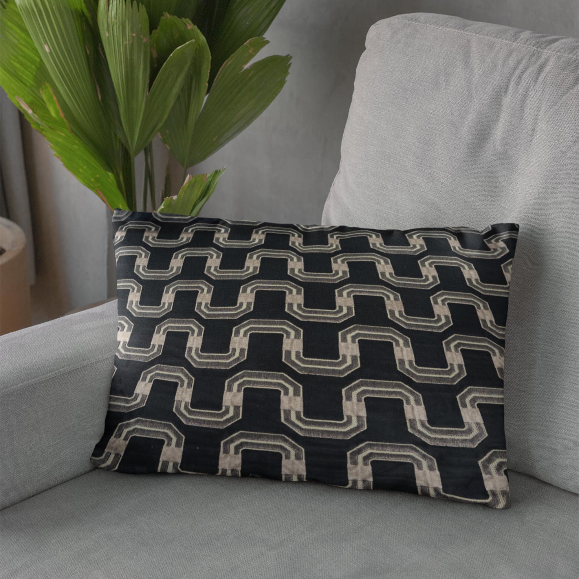 Plutus Black Beige Timeless Twist Chevron Luxury Throw Pillow-2