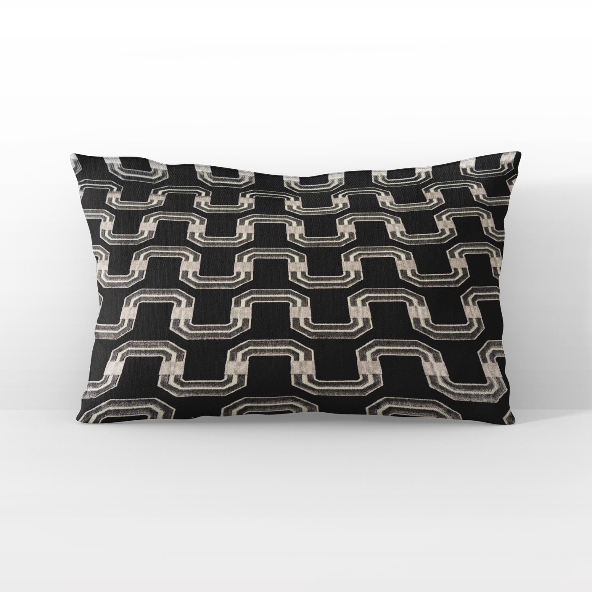 Plutus Black Beige Timeless Twist Chevron Luxury Throw Pillow-3