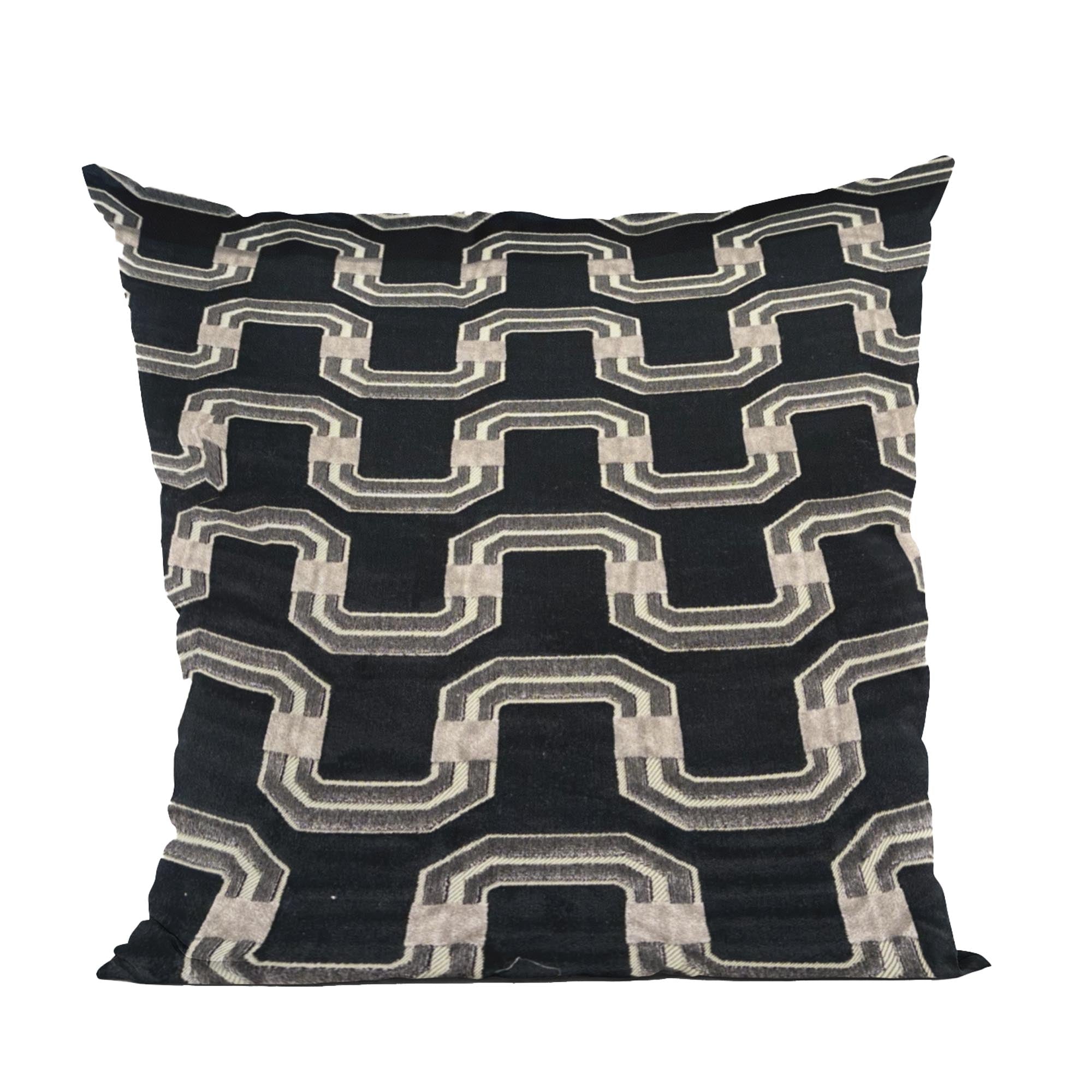 Plutus Black Beige Timeless Twist Chevron Luxury Throw Pillow-0