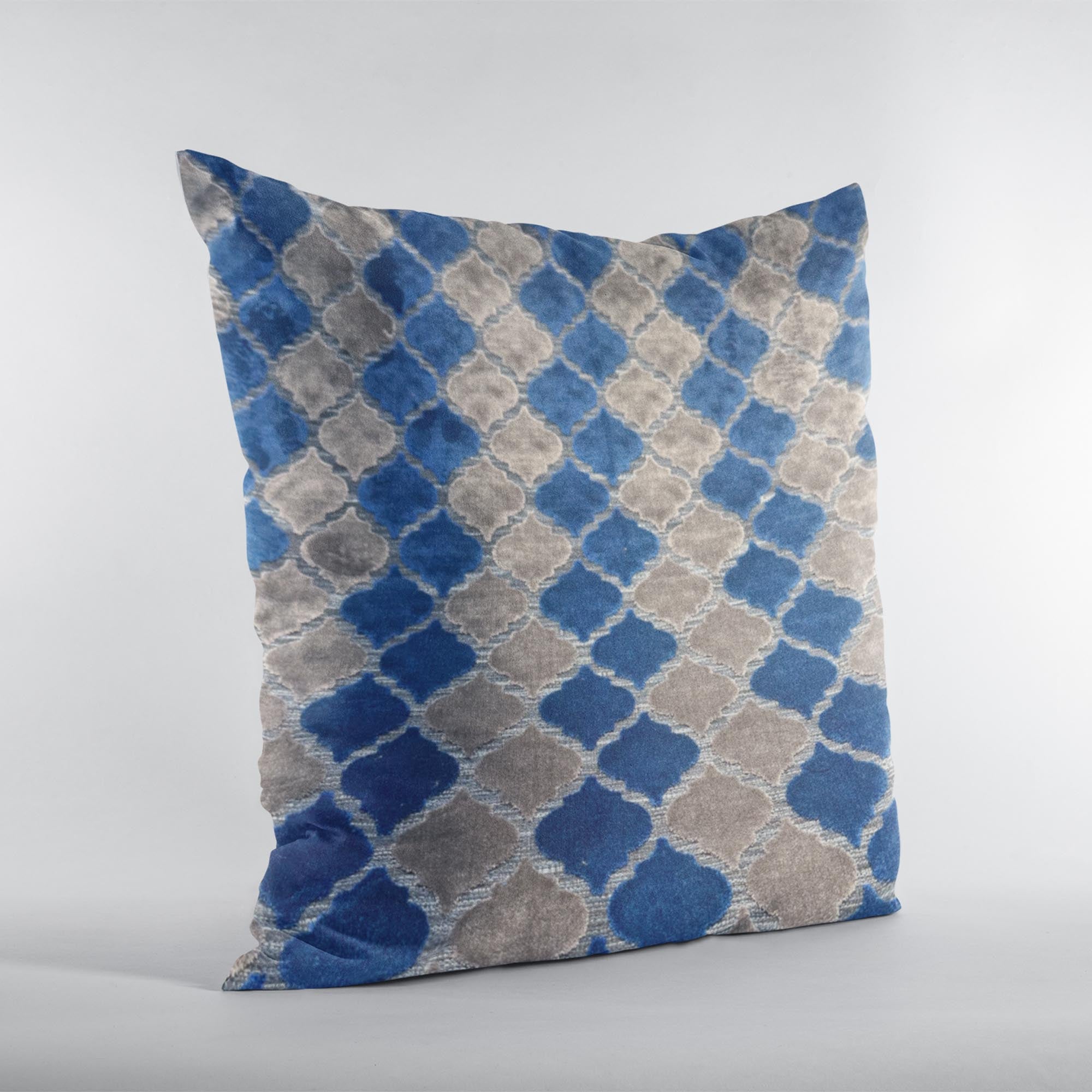 Plutus Blue Gray Azure Mosaic Tiles Luxury Throw Pillow-1