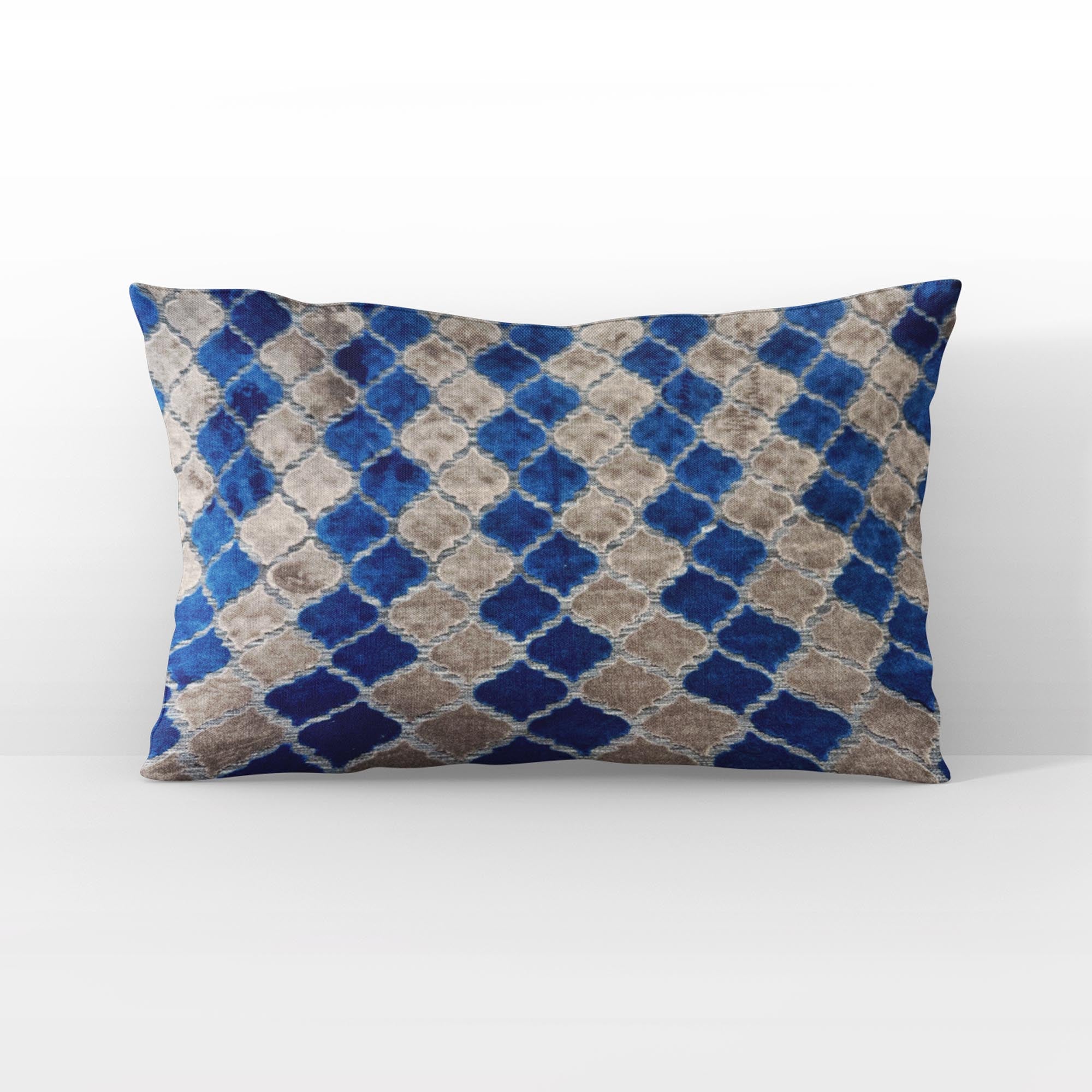 Plutus Blue Gray Azure Mosaic Tiles Luxury Throw Pillow-3