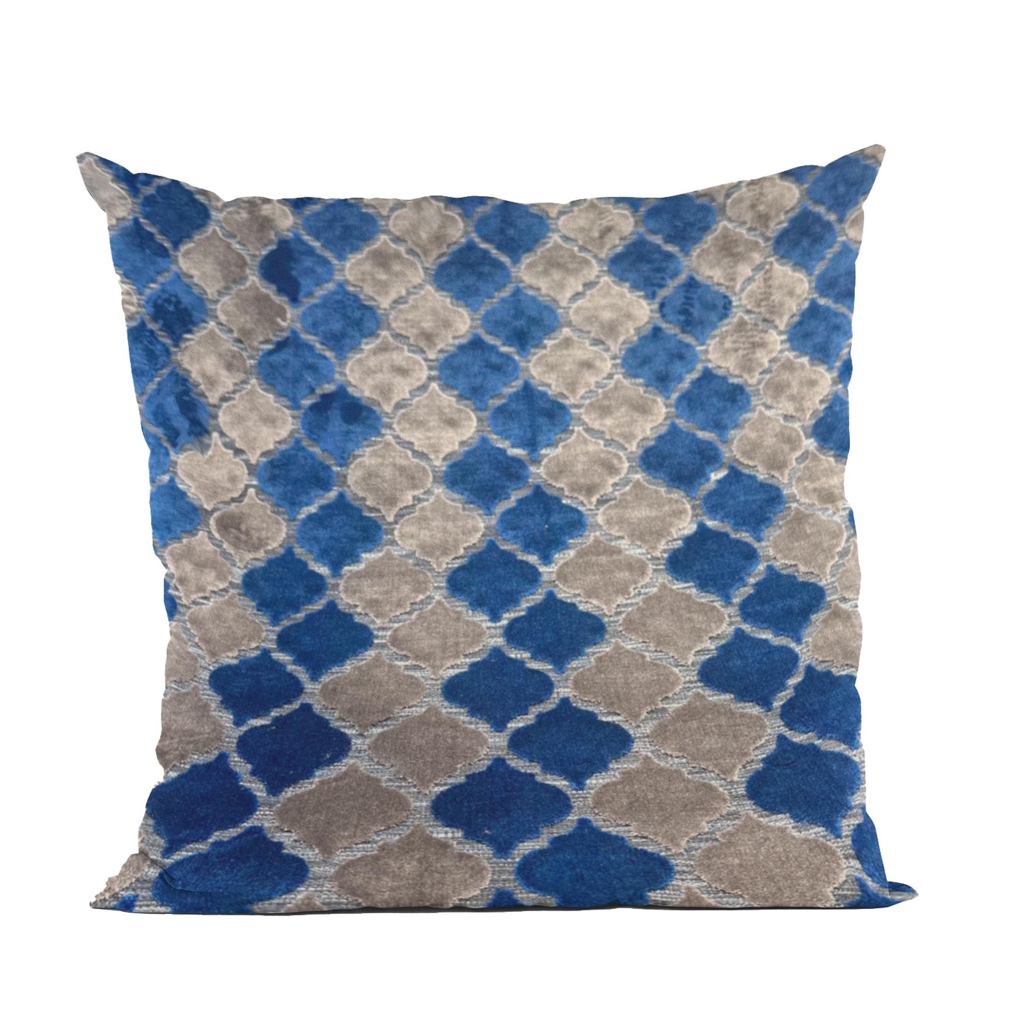 Plutus Blue Gray Azure Mosaic Tiles Luxury Throw Pillow-0