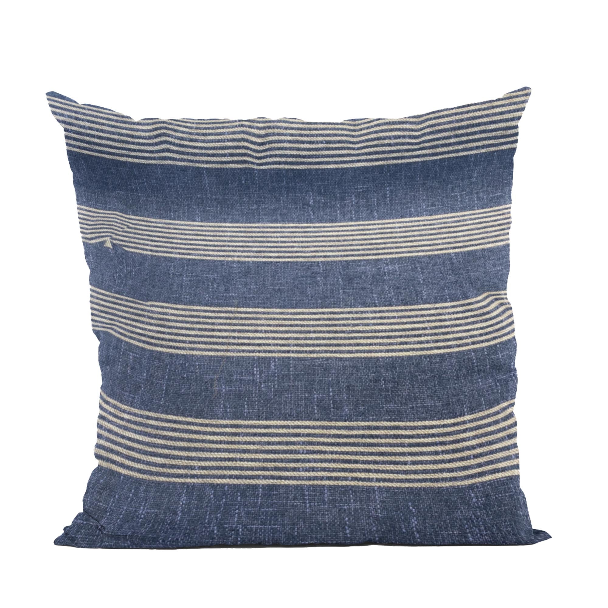 Plutus Blue Beige Skyline Stripes Stripe Luxury Throw Pillow-0