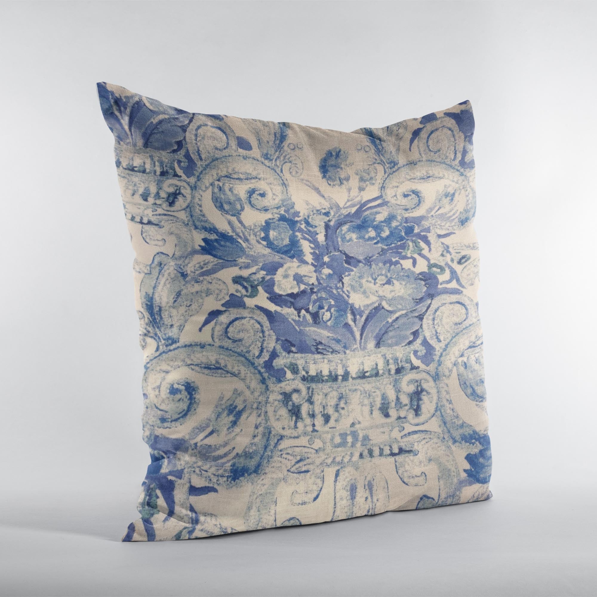 Plutus Blue Beige Ocean Breeze iKat Luxury Throw Pillow-1