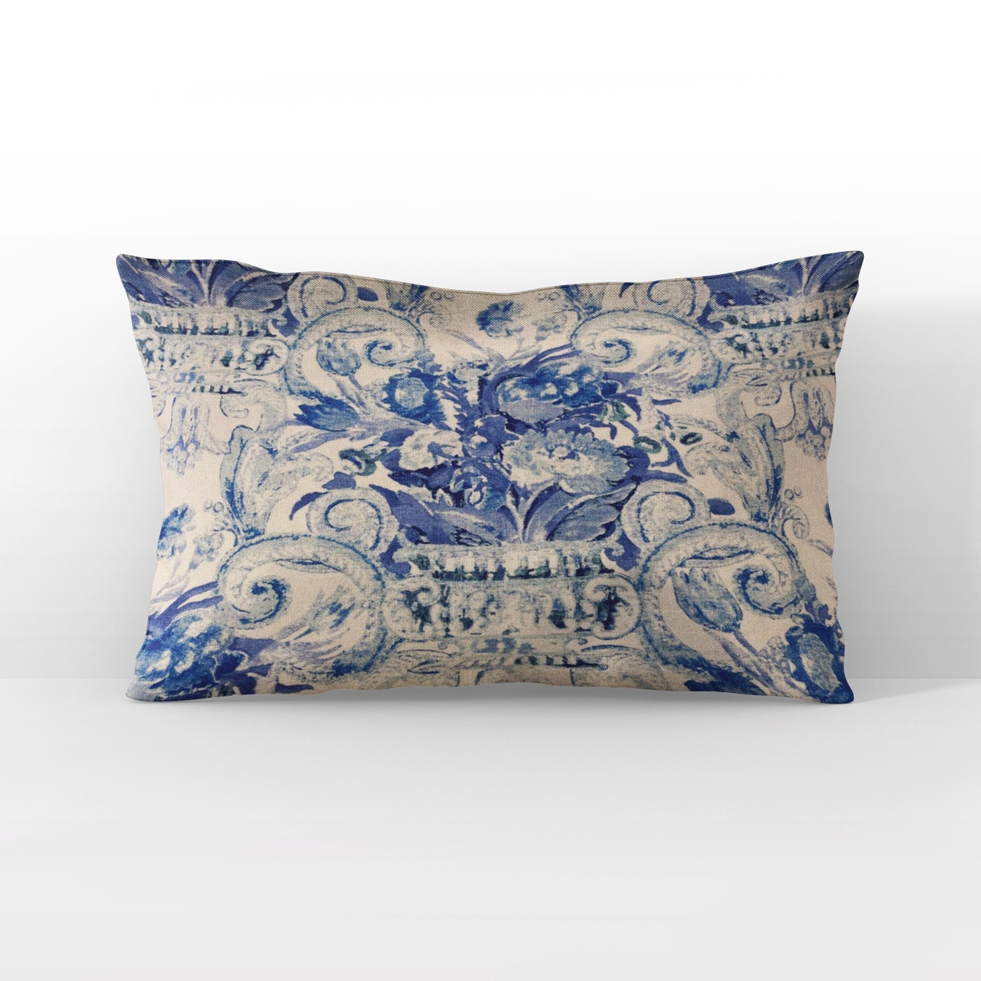 Plutus Blue Beige Ocean Breeze iKat Luxury Throw Pillow-3