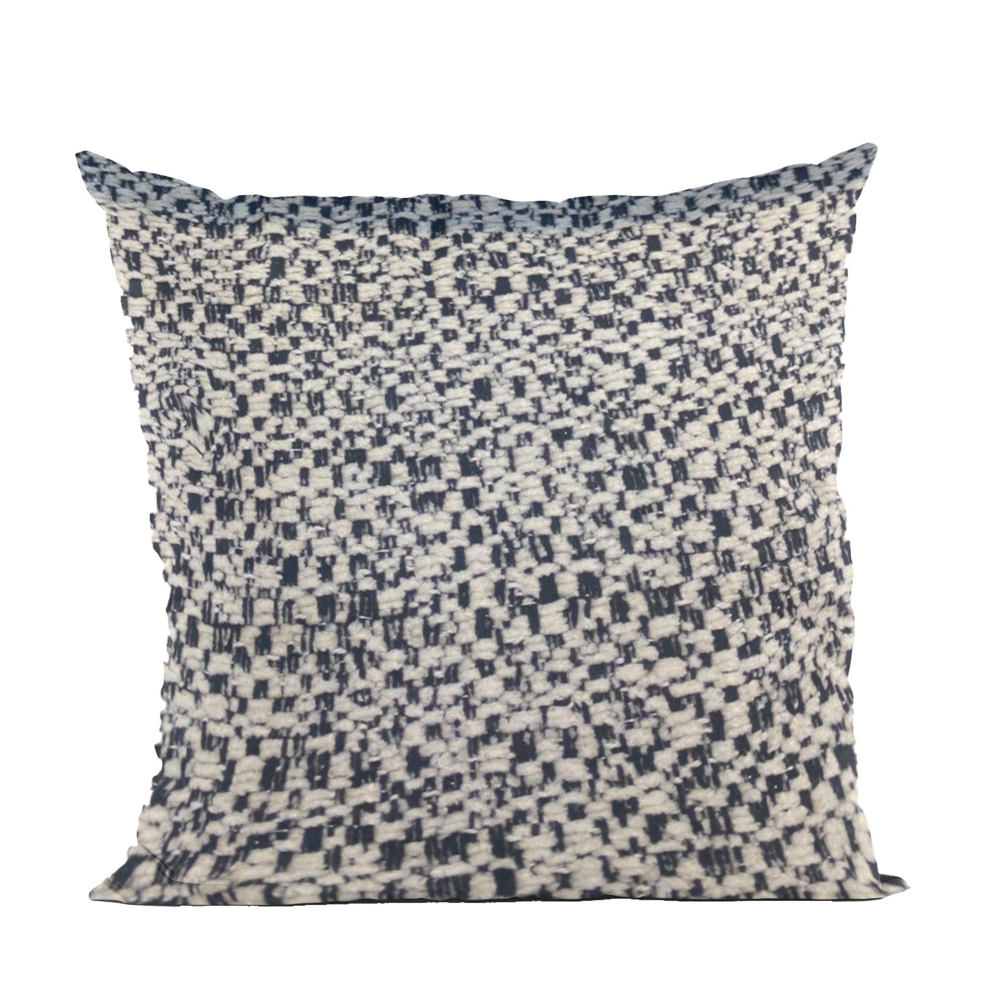 Plutus Blue Beige Classic Check Houndstooth Luxury Throw Pillow-0