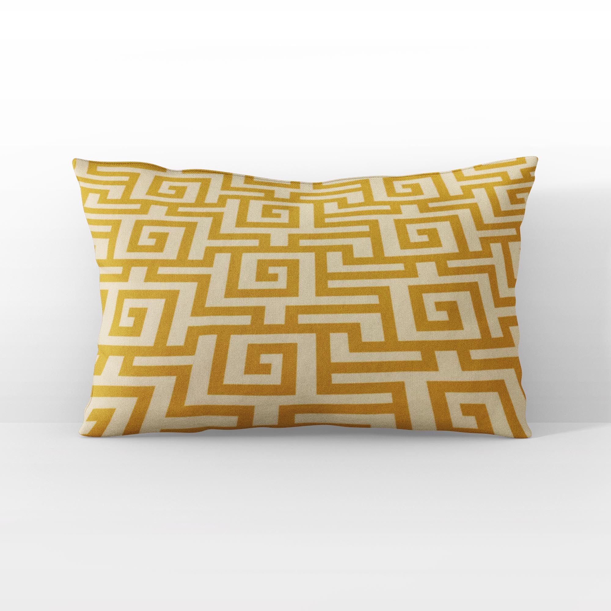 Plutus Orange Beige Mediterranean Charm Greek Key Luxury Throw Pillow-3