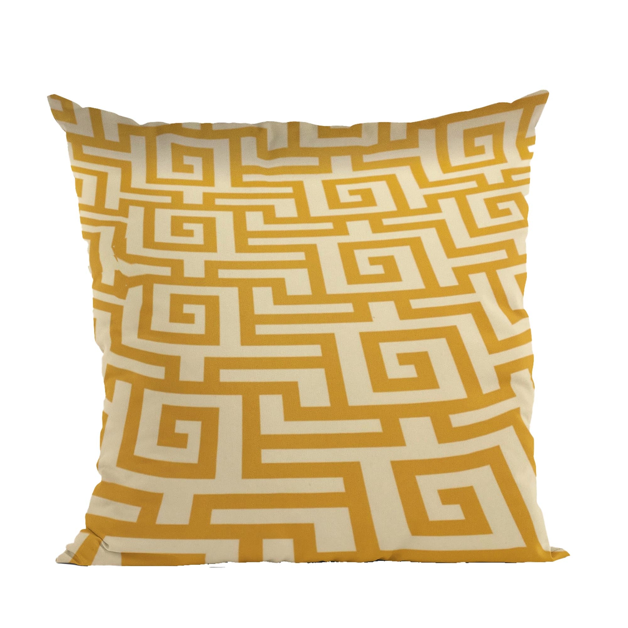 Plutus Orange Beige Mediterranean Charm Greek Key Luxury Throw Pillow-0