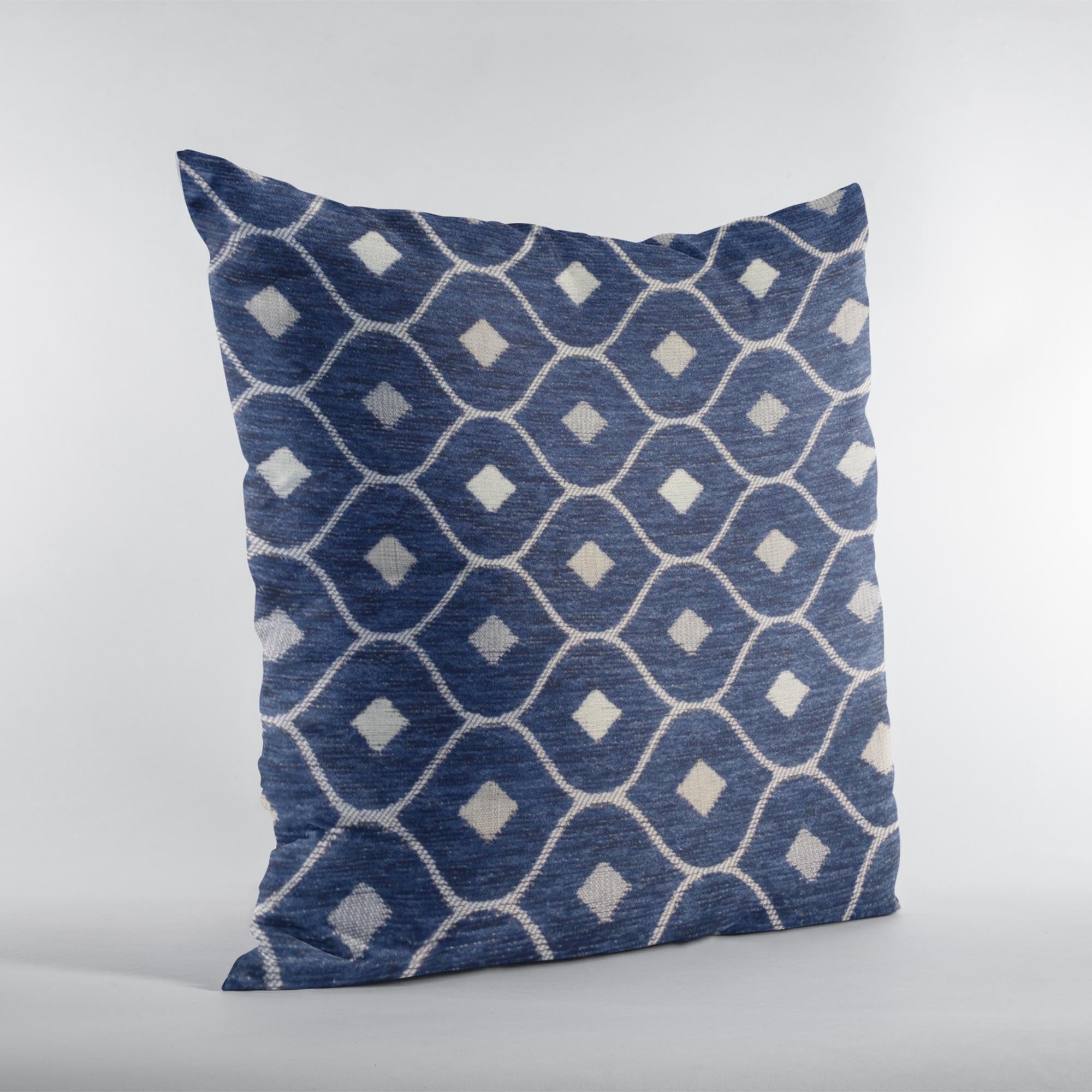 Plutus Navy Beige Nautical Dot Dots Luxury Throw Pillow-1